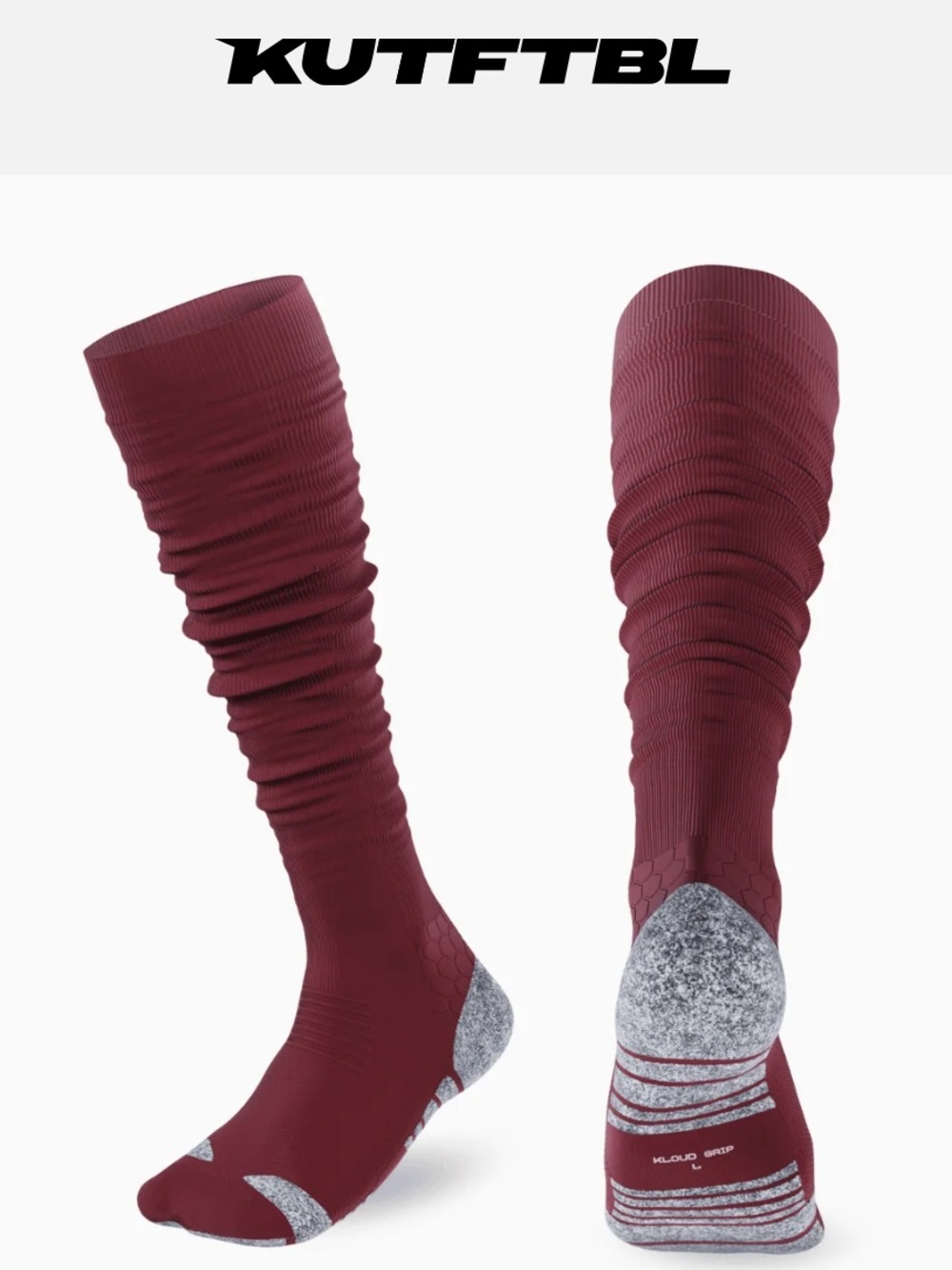 Men's KUTFTBL Maroon Athletic Knee-High Socks